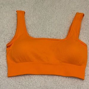Ribbed square neck spots bra